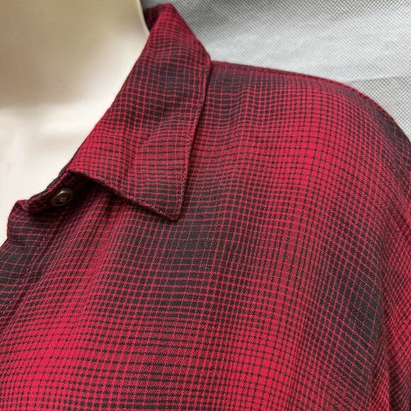 J. Jill Size Medium Red Black Plaid Collared Shirt Button Down Fall Autumn Cozy - Picture 4 of 7